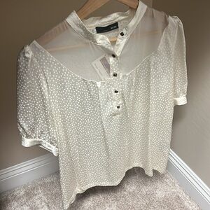 Myne Ivory Silk Dotted Women’s Blouse 8 Anthropologie